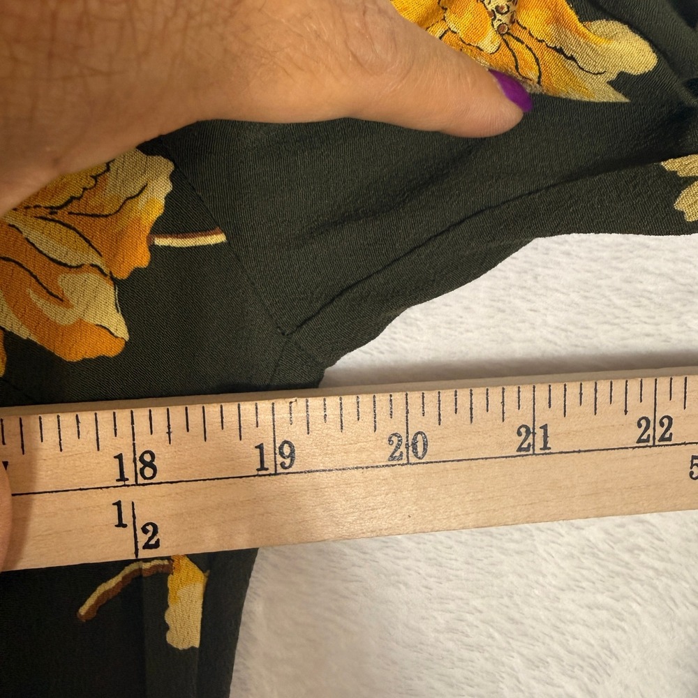 Madewell Olive Green Yellow Fall Floral Tiered Button Front Maxi Dress M - Picture 6 of 8